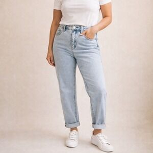 Seven7 High Rise Straight Leg Mom Jeans Women 10 Light Wash Vintage Style Denim